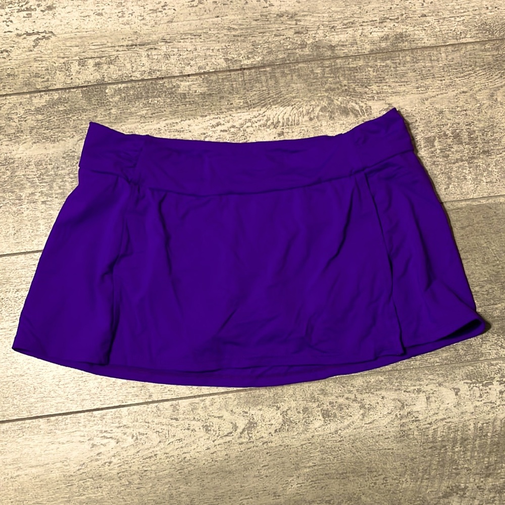 Athleta swim bottom skirt dark purple xs built in underwear nwot